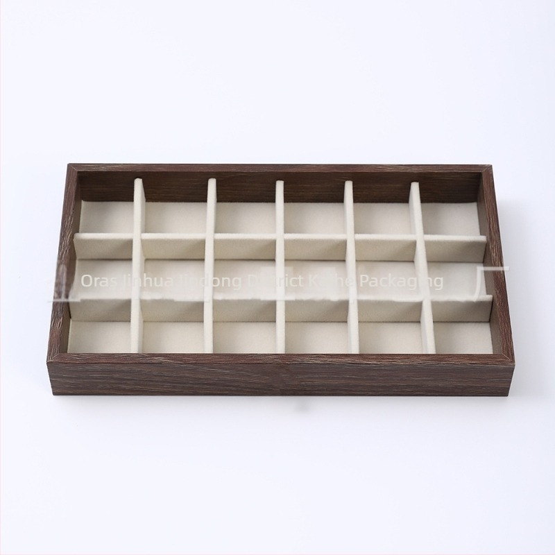 Cutie pentru bijuterii din lemn de nuc, trei straturi, stil coreean, design minimalist cu dungi