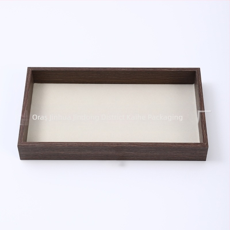 Cutie pentru bijuterii din lemn de nuc, trei straturi, stil coreean, design minimalist cu dungi