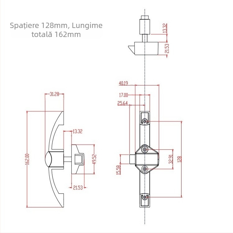 Arc RV buton lock cu mâner din aliaj de zinc, Model J25016 — Lacăt dulap RV, Stil Light Luxury, Finisaj: crom lustruit / nichel ștanțat