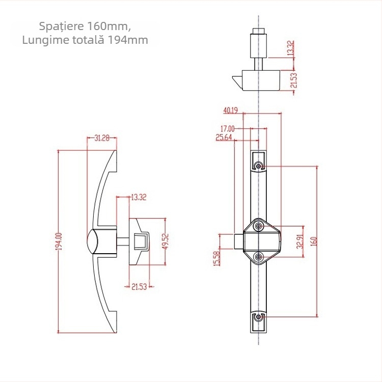 Arc RV buton lock cu mâner din aliaj de zinc, Model J25016 — Lacăt dulap RV, Stil Light Luxury, Finisaj: crom lustruit / nichel ștanțat