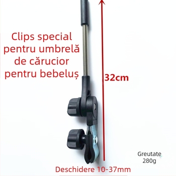 Suport parasol pentru cărucior de copii, parasol cu 8 brațe, tijă centrală din oțel, mâner din aliaj, deschidere și închidere manuală, UPF > 40