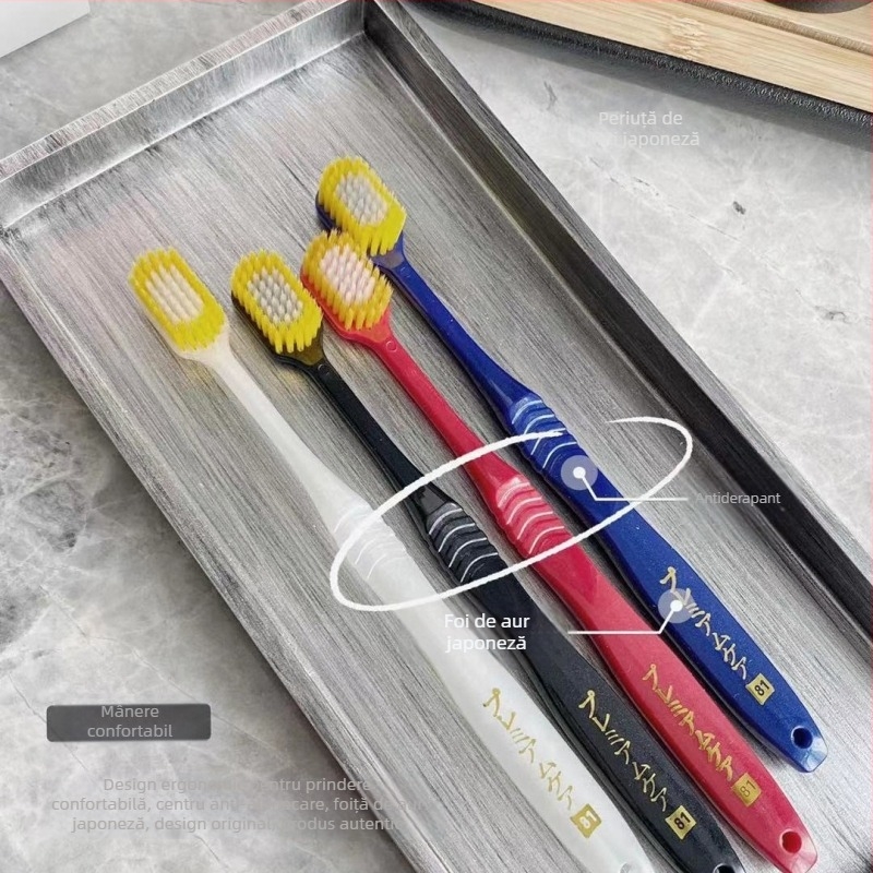 Periuță de dinți pentru adulți în stil japonez, peri moi, peri înalte și joase, cap lat, set de 12 bucăți
