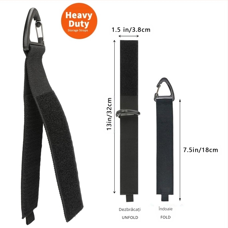 Bandă de depozitare grea pentru cabluri și furtunuri — material Oxford, Velcro, carabinieră