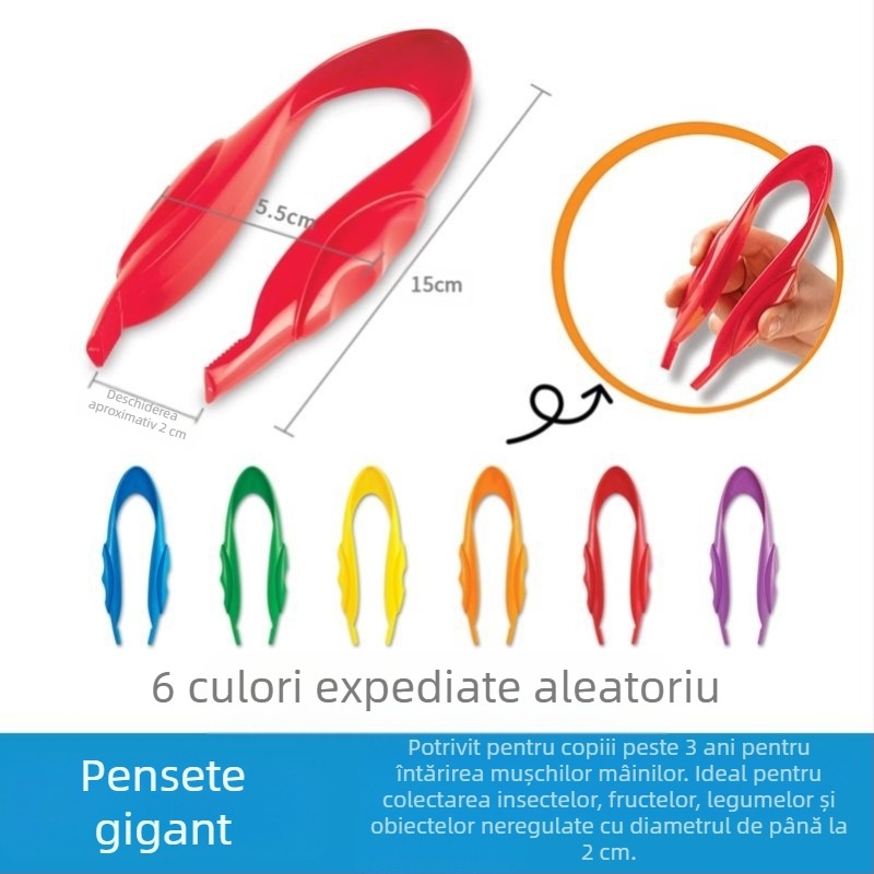 Jucărie educațională Montessori: clește metalic pentru motorică fină, clește pentru observații științifice, vârstă 0-2 ani