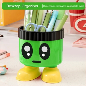 Organizator de birou rotund cu design cartoon (Plastic • Formă: Rotundă • Cartoon Storage Bucket • Imprimare logo: Da • Export cross-border: Da)