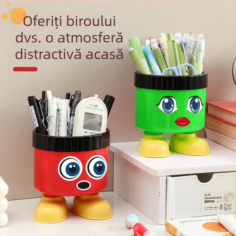 Organizator de birou rotund cu design cartoon (Plastic • Formă: Rotundă • Cartoon Storage Bucket • Imprimare logo: Da • Export cross-border: Da)