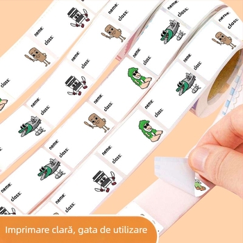 Etichete cu nume versiune Q – rolă cu etichete pentru clasa I, pentru grădiniță, bandă de scriere cu margine sigilată (JU1326; Material: Non-dry Adhesive; Stil: Cartoon; Producție: Printing)