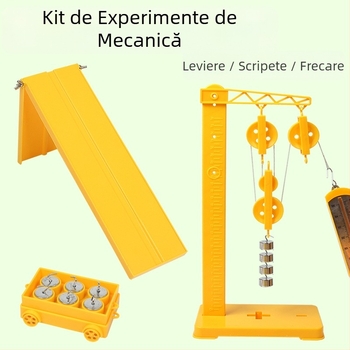 Kit de experimente fizice: Sistem levier-fulie pentru testarea forței de frecare, instrument didactic pentru elevi
