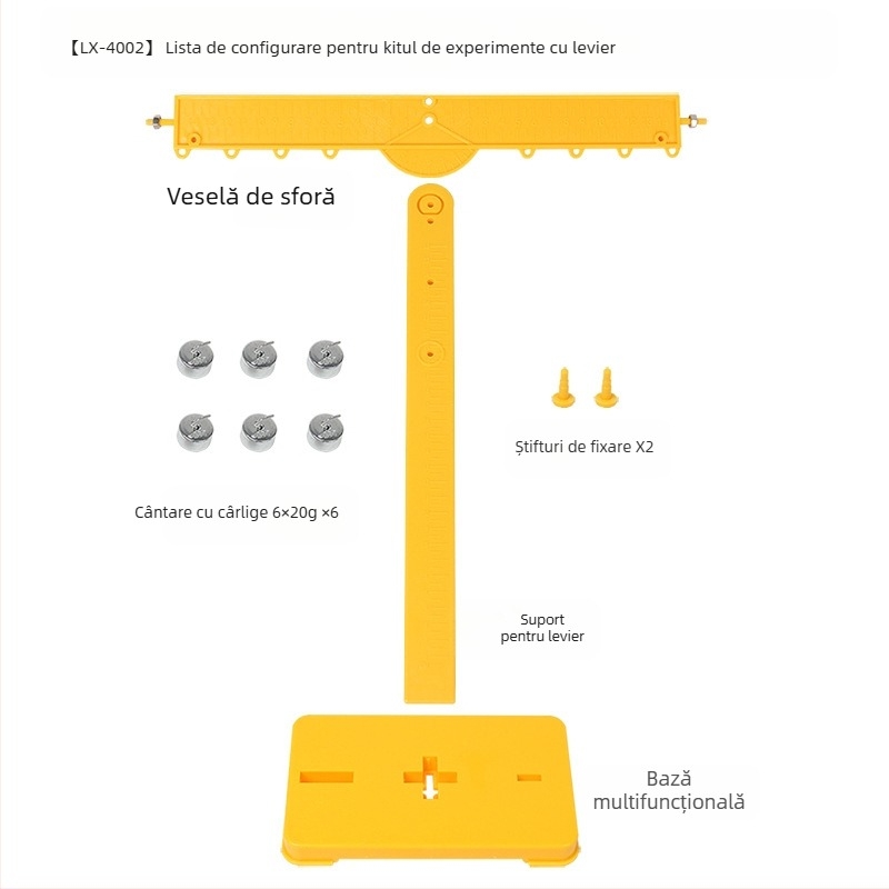 Kit de experimente fizice: Sistem levier-fulie pentru testarea forței de frecare, instrument didactic pentru elevi
