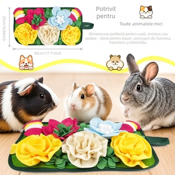 DouLe Pet U2 Covoraş de hrănire din poliester pentru animale mici, pentru iepuri, arici, porcușori de Guinea și șoareci