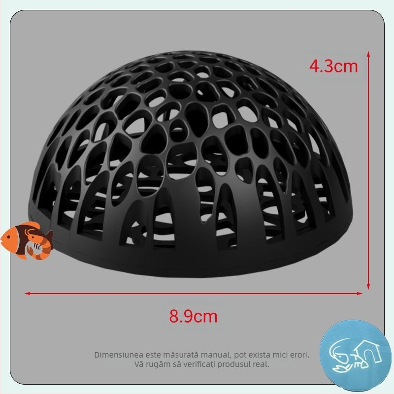 Adăpost acvariu din plastic, hemisferic, pentru pești și creveți – ascundere sigură, decor, reproducere