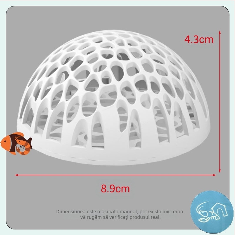 Adăpost acvariu din plastic, hemisferic, pentru pești și creveți – ascundere sigură, decor, reproducere