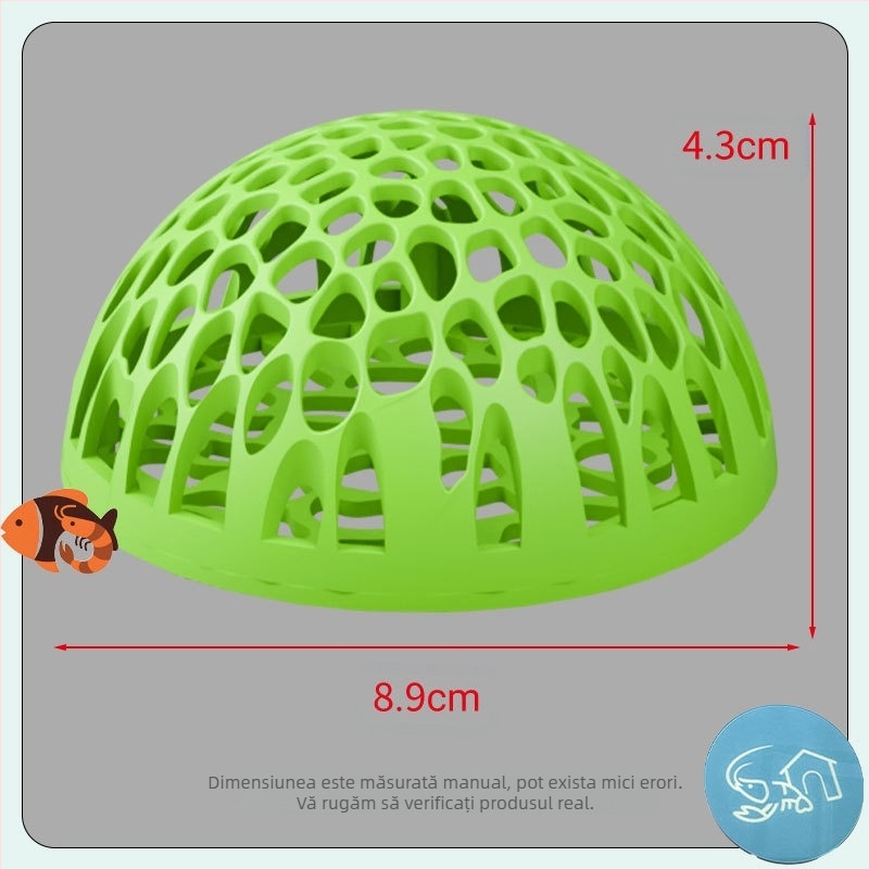 Adăpost acvariu din plastic, hemisferic, pentru pești și creveți – ascundere sigură, decor, reproducere