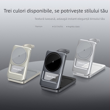 S29 Încărcător wireless 3-în-1, pliabil, portabil pentru telefon, cu suport magnetic de birou, încărcare rapidă QC3.0, 15W max