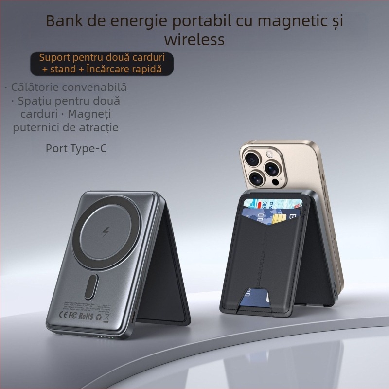 Power Bank magnetic wireless S15 — ieșire 15W, QC3.0 încărcare rapidă, încărcare magnetică