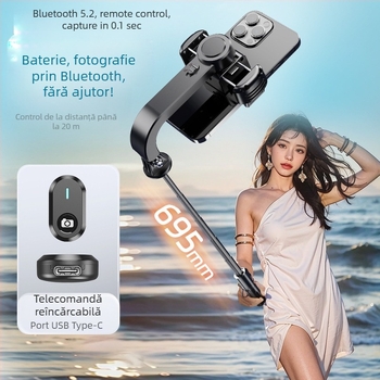 Q31 stabilizator pentru telefon cu gimbal, telecomandă Bluetooth, anti-shake, pentru streaming live (aliaj de aluminiu; Bluetooth; telecomandă inclusă)