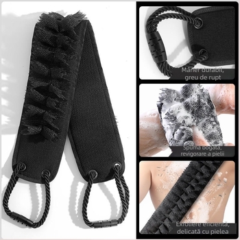 Scruber pentru spate bărbați – Doi în unu, perie de duș, cauciuc natural, ultra-subțire, lungime implicită