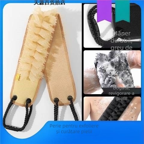 Scruber pentru spate bărbați – Doi în unu, perie de duș, cauciuc natural, ultra-subțire, lungime implicită