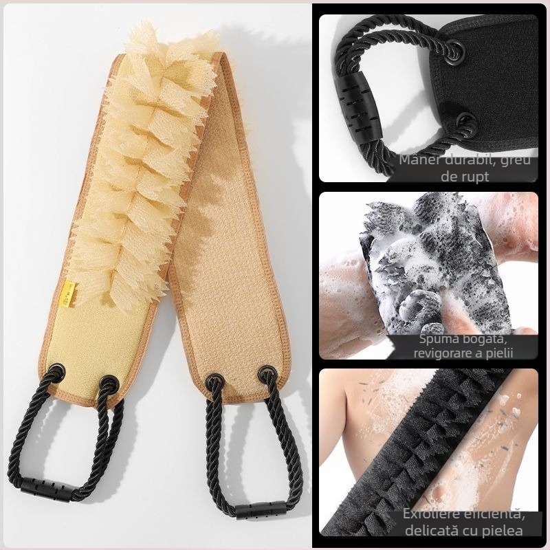 Scruber pentru spate bărbați – Doi în unu, perie de duș, cauciuc natural, ultra-subțire, lungime implicită