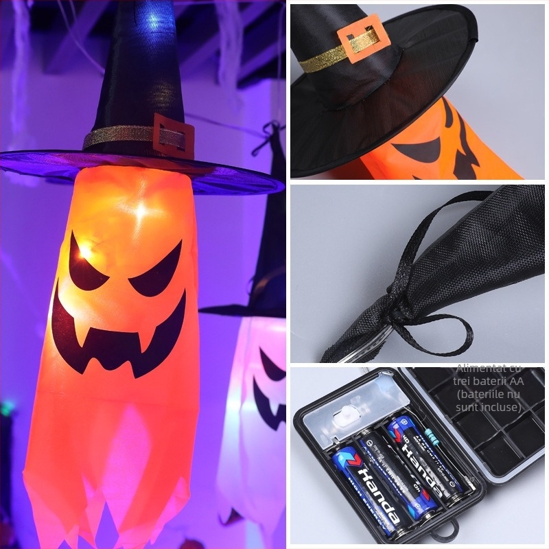 Ghirlandă LED Halloween cu stele, alimentare cu baterii, IP65 exterior, 6W, ≤36V, control prin buton