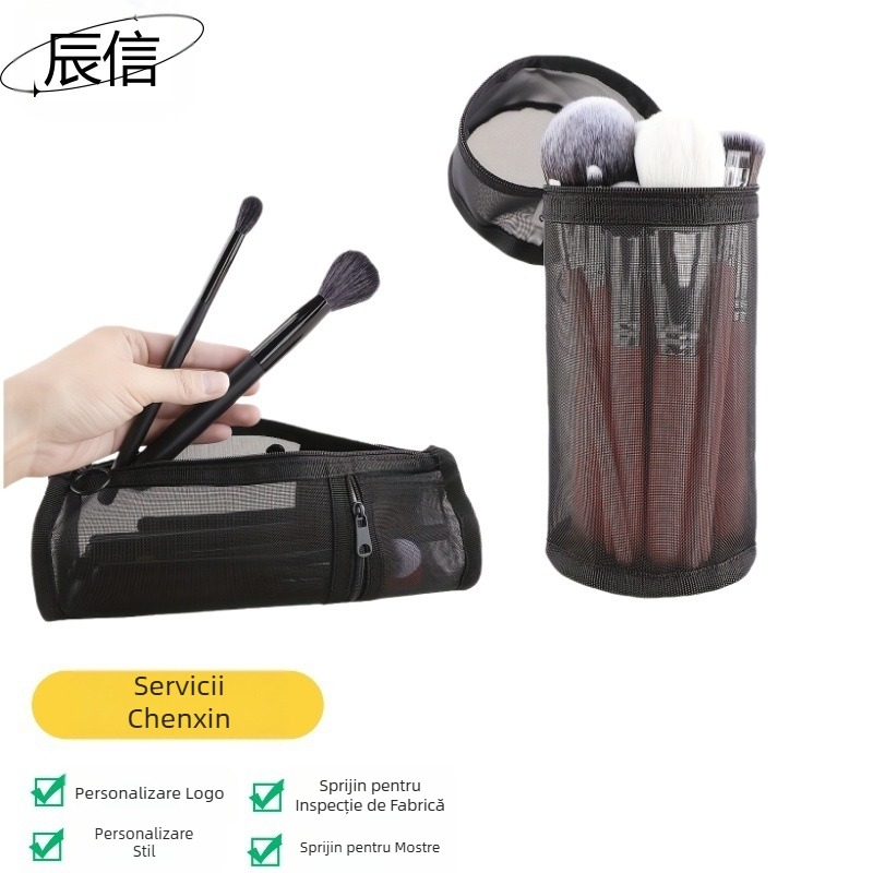 Cutie de depozitare pentru pensule de machiaj din plasă, capacitate mare, pentru uz casnic, unisex, stil internațional