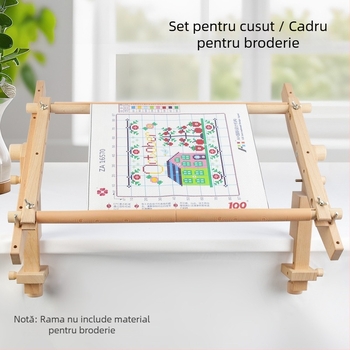 Suport portabil pentru broderie din lemn natural cu cadru detașabil pentru broderie în cruci, cod 346, alte produse din lemn, stil modern minimalist