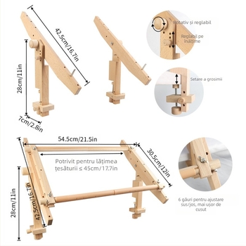 Suport portabil pentru broderie din lemn natural cu cadru detașabil pentru broderie în cruci, cod 346, alte produse din lemn, stil modern minimalist