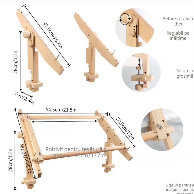 Suport portabil pentru broderie din lemn natural cu cadru detașabil pentru broderie în cruci, cod 346, alte produse din lemn, stil modern minimalist