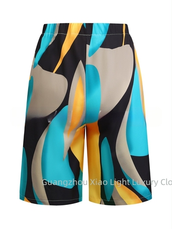 Șorturi de vară pentru femei, cu imprimeu, lungime medie, stil casual european-american, fără elasticitate