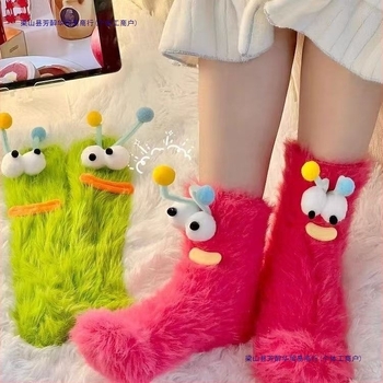 Șosete pentru femei, cu model cartoon și blocuri de culoare, din nailon, dezodorizante, manșetă scurtă, casual zilnice