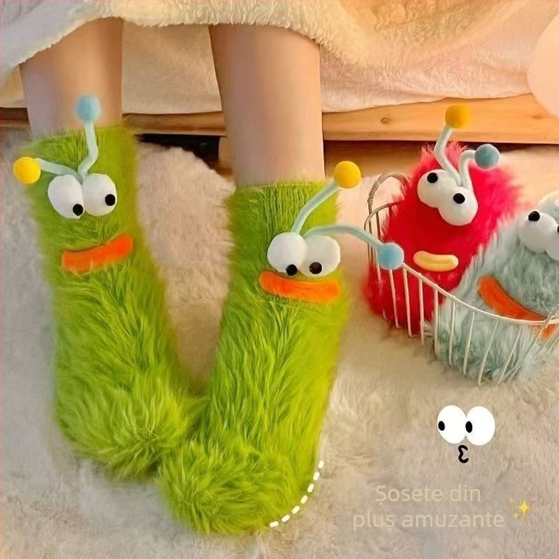 Șosete pentru femei, cu model cartoon și blocuri de culoare, din nailon, dezodorizante, manșetă scurtă, casual zilnice