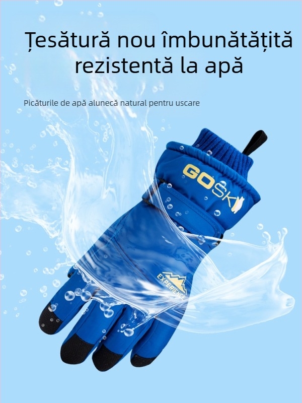 Mănuși de schi pentru bărbați, femei și copii – căptușite cu fleece, groase, poliester, Cod produs 54741