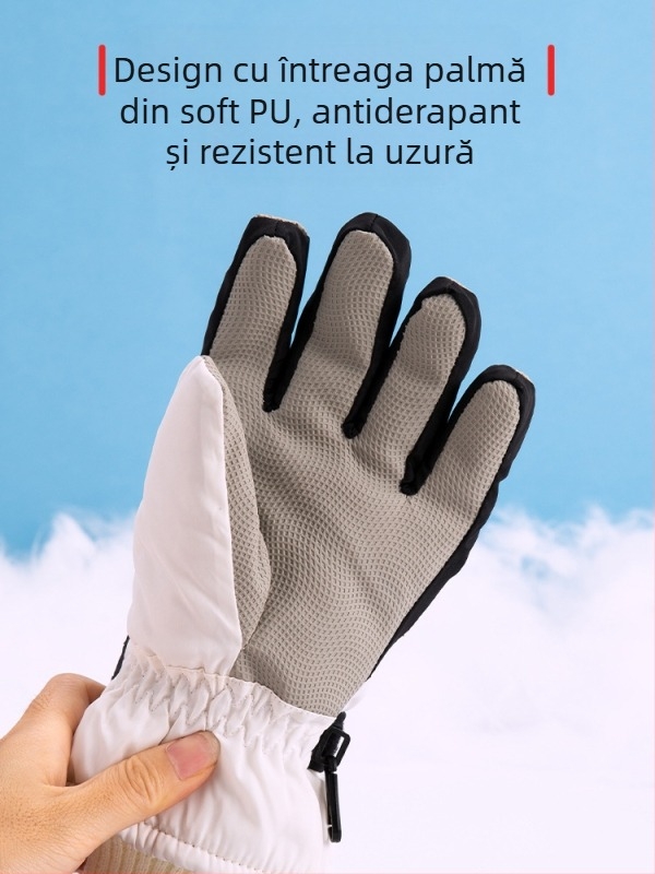 Mănuși de schi pentru bărbați, femei și copii – căptușite cu fleece, groase, poliester, Cod produs 54741