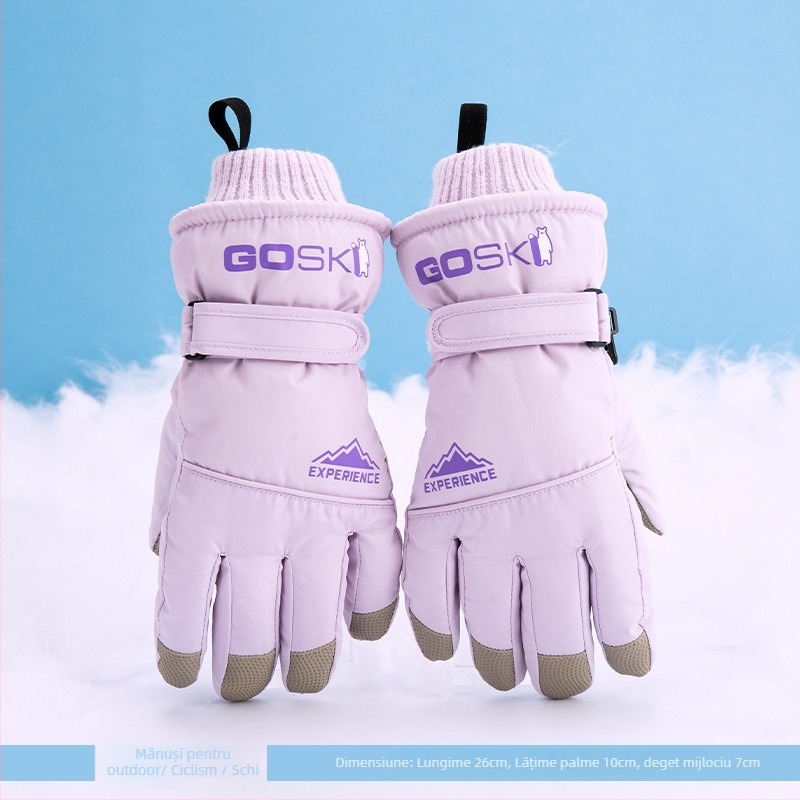 Mănuși de schi pentru bărbați, femei și copii – căptușite cu fleece, groase, poliester, Cod produs 54741