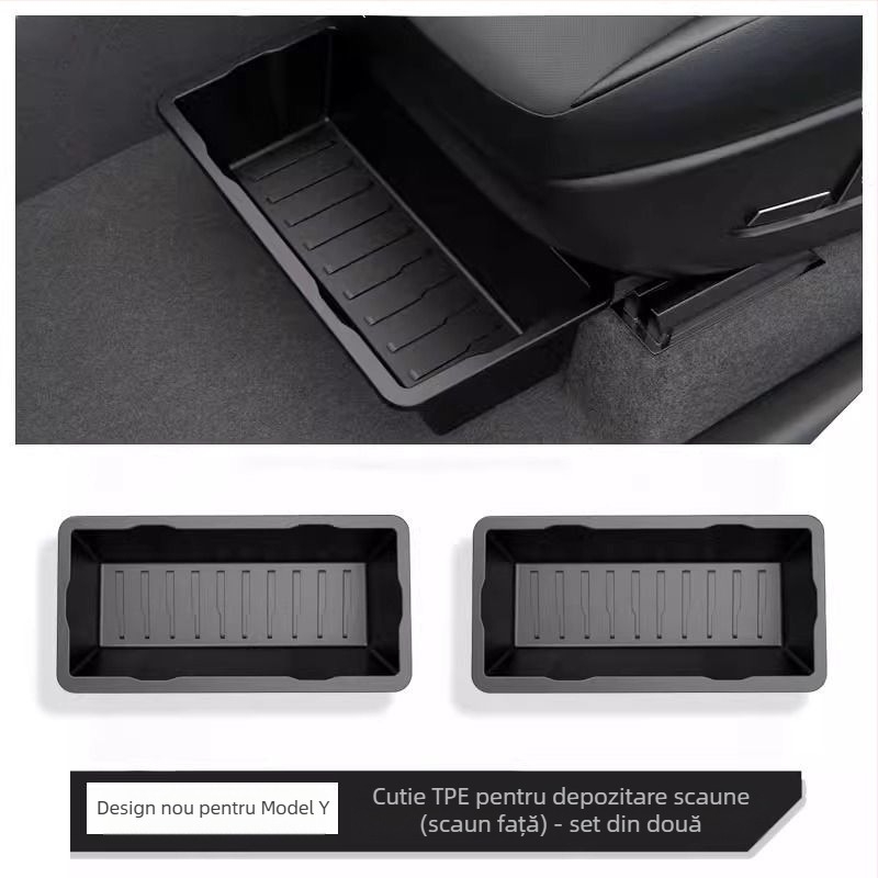 Cutie de depozitare sub scaun pentru Model Y (Tesla) – accesoriu interior cu sertar, din plastic, personalizabil, imprimare logo posibil, cod produs 30ZH8394492307