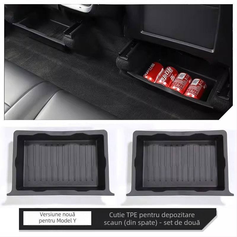 Cutie de depozitare sub scaun pentru Model Y (Tesla) – accesoriu interior cu sertar, din plastic, personalizabil, imprimare logo posibil, cod produs 30ZH8394492307