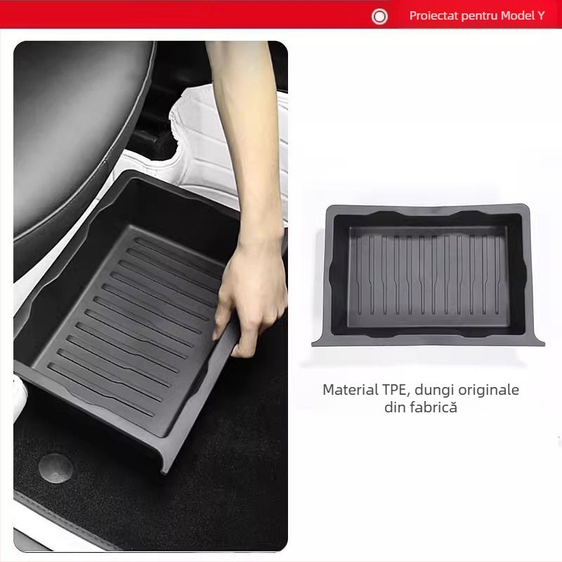 Cutie de depozitare sub scaun pentru Model Y (Tesla) – accesoriu interior cu sertar, din plastic, personalizabil, imprimare logo posibil, cod produs 30ZH8394492307