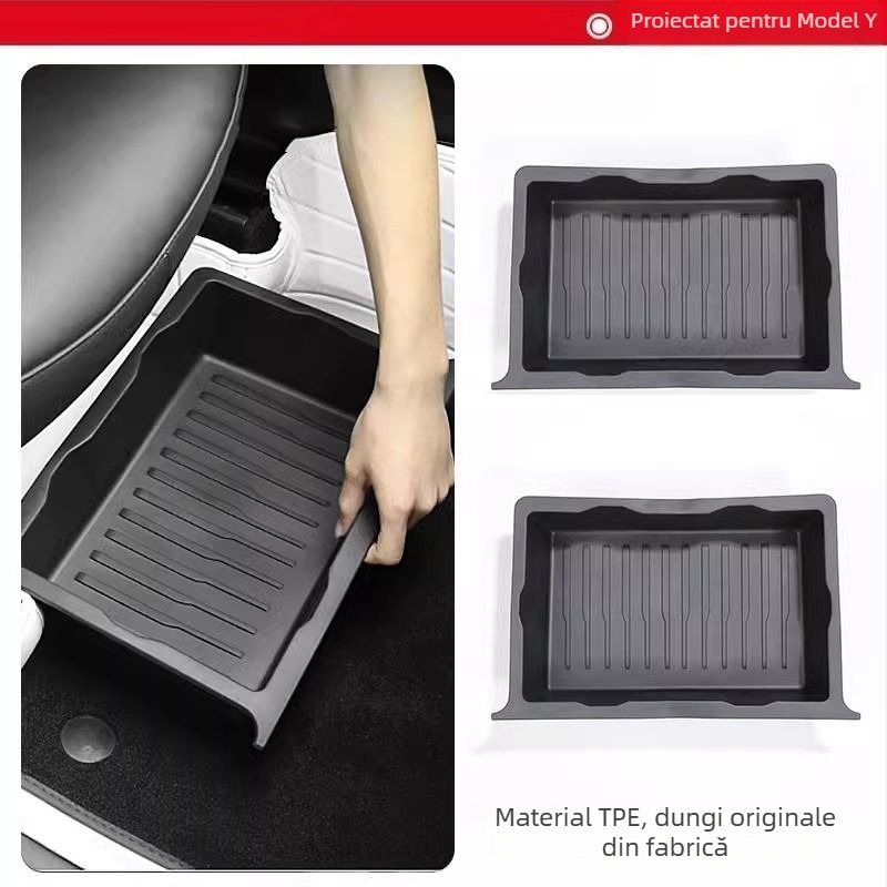 Cutie de depozitare sub scaun pentru Model Y (Tesla) – accesoriu interior cu sertar, din plastic, personalizabil, imprimare logo posibil, cod produs 30ZH8394492307