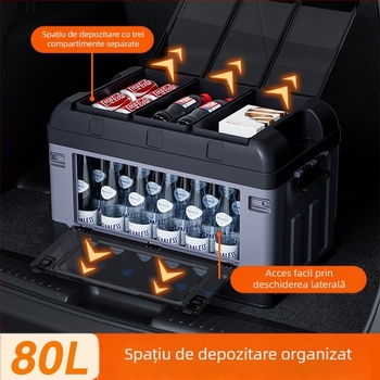 Cutie de depozitare portbagaj - pliabilă, deschidere laterală, din piele, cu potrivire universală