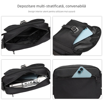 Geantă crossbody de bărbați, stil japonez, nailon, impermeabilă, pentru laptop de 10 inchi, călătorie casual