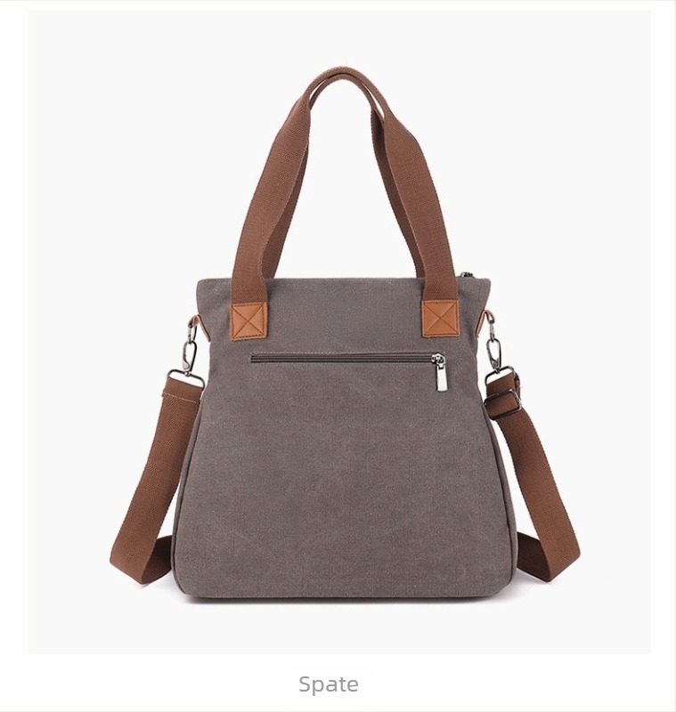 Langfei geantă de damă din pânză, crossbody — formă verticală pătrată, închidere cu fermoar, buzunar interior cu fermoar