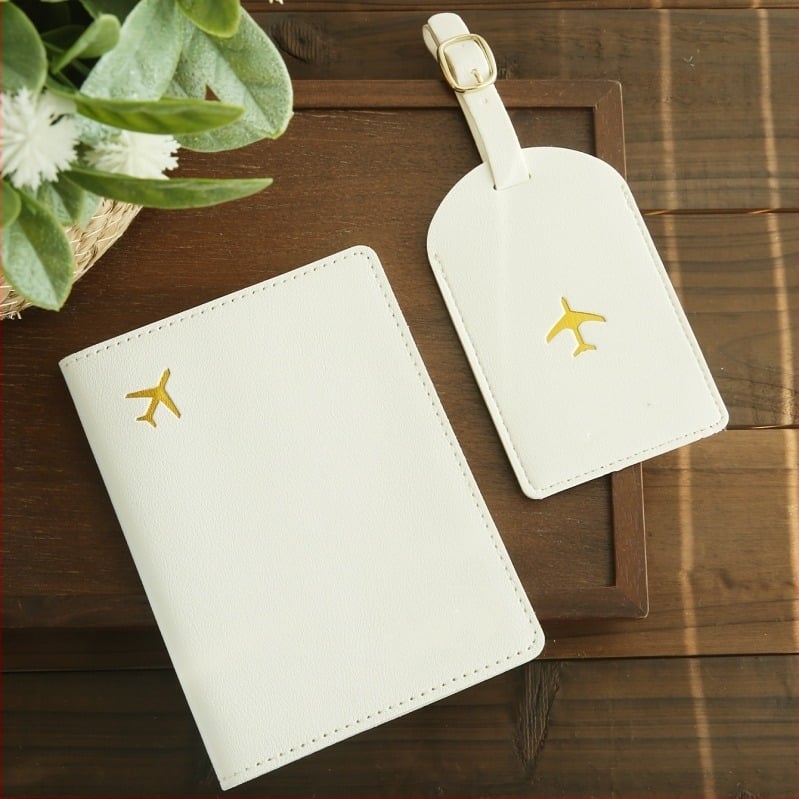 Etichetă pentru bagaj + husă pașaport – Hoshino PU piele, impermeabilă, ultra-ușoară, pliabilă, stil casual de călătorie
