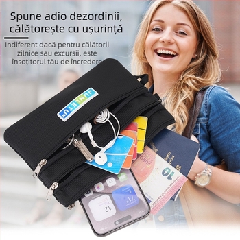 Port-pașaport din nailon – impermeabil, unisex, căptușeală din poliester