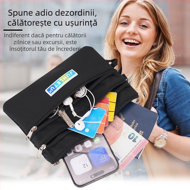 Port-pașaport din nailon – impermeabil, unisex, căptușeală din poliester