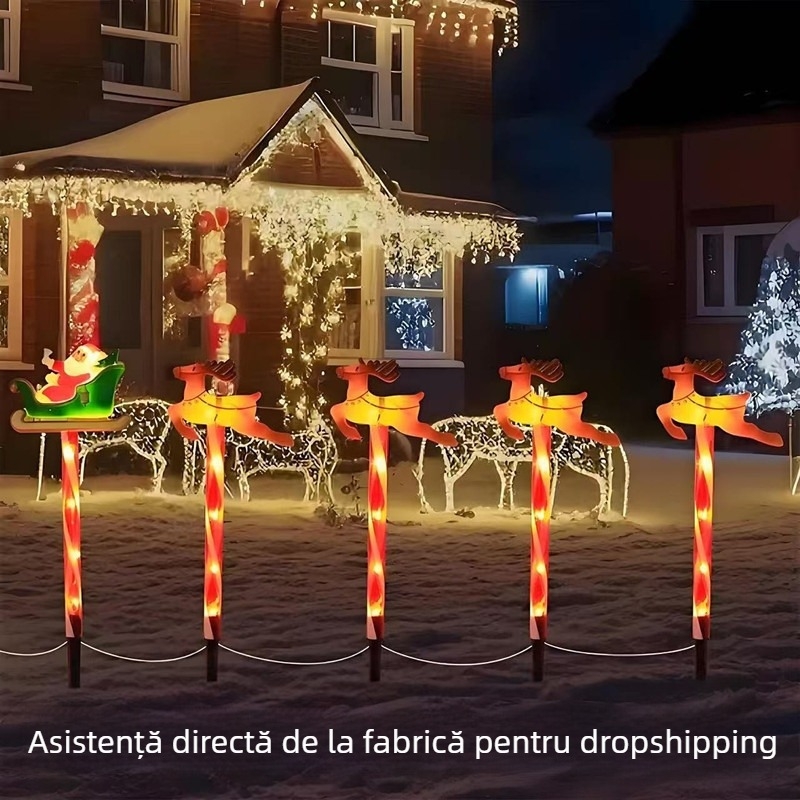 Lumină de Crăciun pentru montare în teren, alimentare solară, IP65, 2.4V, 3000K alb cald, autonomie 12–16 ore