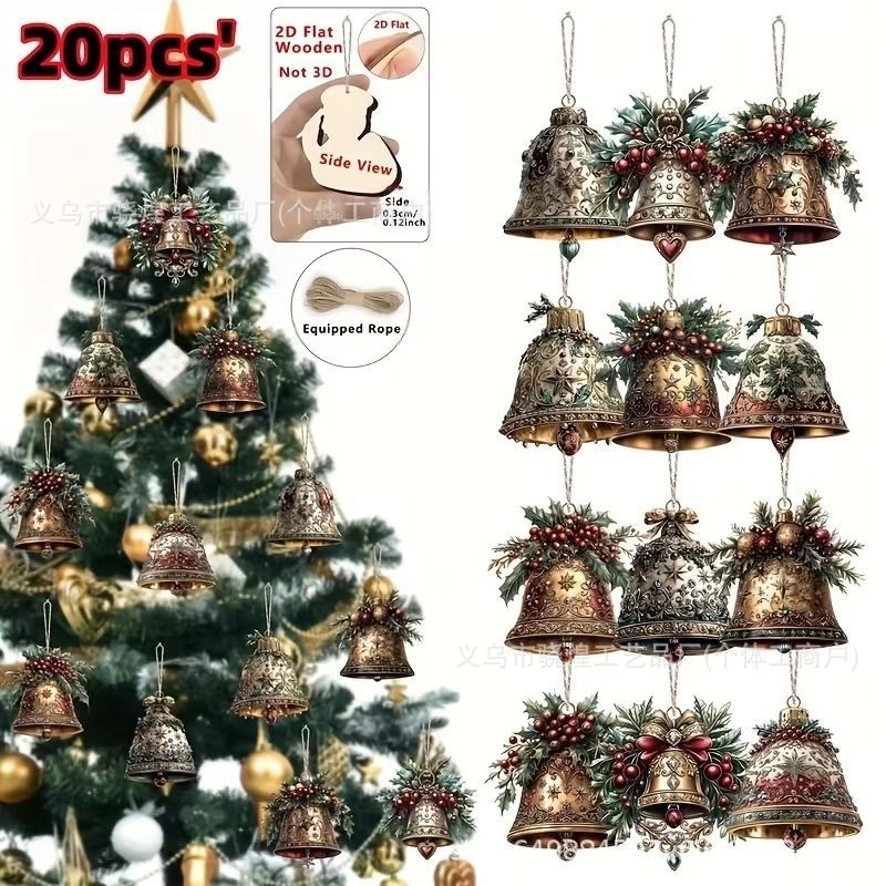 Clopot de Crăciun din lemn – stil desen animat; cod XH-841; Material: lemn; Crăciun