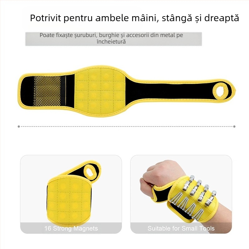Brățară magnetică pentru încheietură cu Velcro – instrument de adunare a șuruburilor, cuișelor și burghielor, magnet puternic, material din nailon, amestec nailon/poliester, utilizare industrială, marcă Neutral