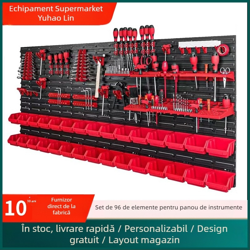 Set panou pentru unelte cu găuri — Organizator multifuncțional pentru piese din plastic, 96 de piese