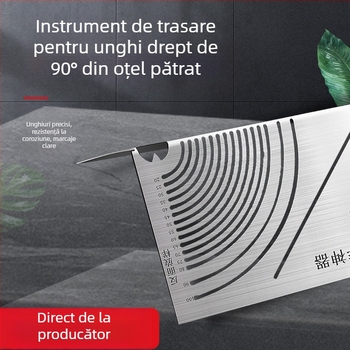Riglă de marcare din oțel inoxidabil, pliabilă, pentru unghiuri arcuate și unghi drept, instrument multifuncțional de marcare pentru țevi pătrate