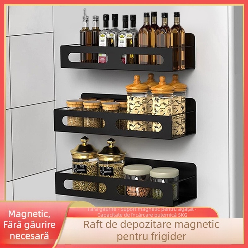 Raft magnetic pentru frigider, montaj lateral – din oțel carbon, portabil, depozitare cu drenaj, menține prospețimea alimentelor